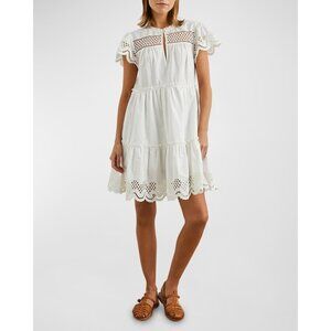 Rails Lettie Cutout Embroidered white Mini Dress size XS NWOT
